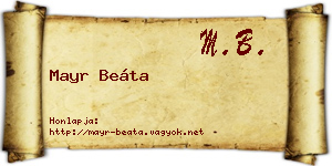 Mayr Beáta névjegykártya
